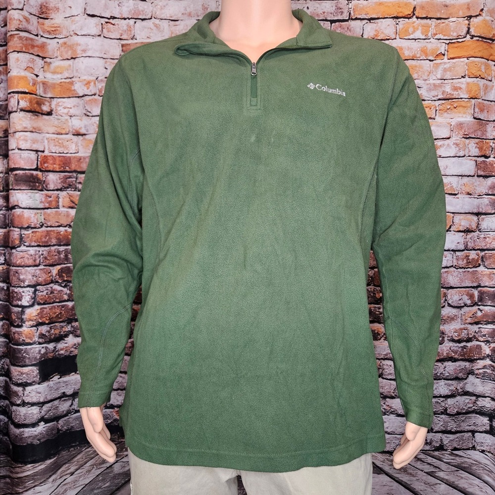 Columbia Mens XL Green Quarter Zip Fleece Pullover AM6558 Long Sleeve Sweater